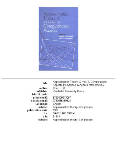 Approximation Theory IX: Theoretical aspects