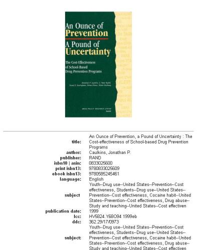An ounce of prevention, a pound of uncertainty: the cost-effectiveness of school-based drug prevention programs