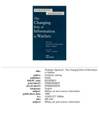 Strategic appraisal: the changing role of information in warfare