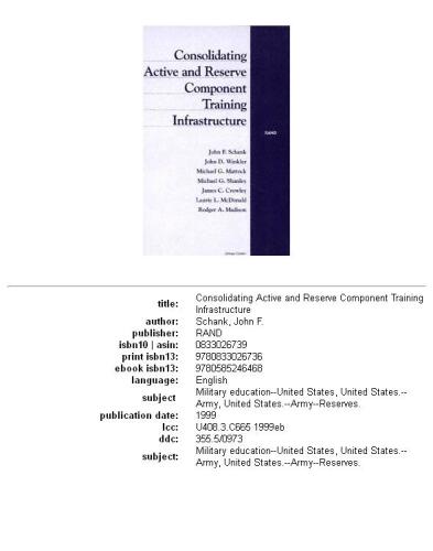 Consolidating active and reserve component training infrastructure