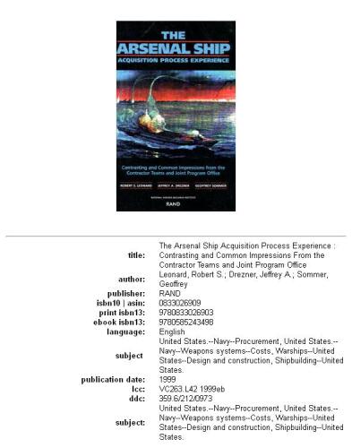 The arsenal ship acquisition process experience: contrasting and common impressions from the contractor teams and joint program office