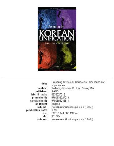 Preparing for Korean unification: scenarios & implications