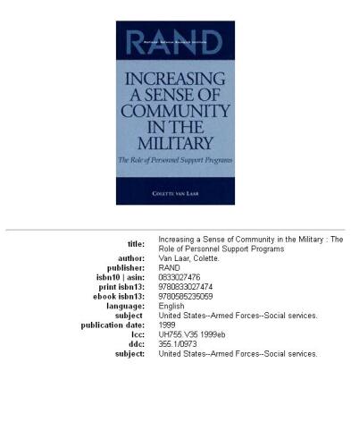 Increasing a sense of community in the military: the role of personnel support programs
