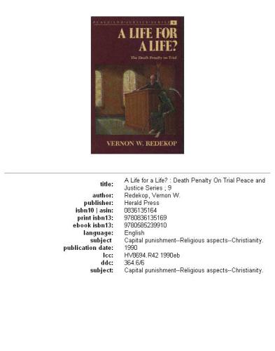 A life for a life?: death penalty on trial