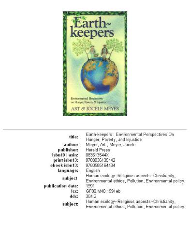 Earth-keepers: environmental perspectives on hunger, poverty, and injustice
