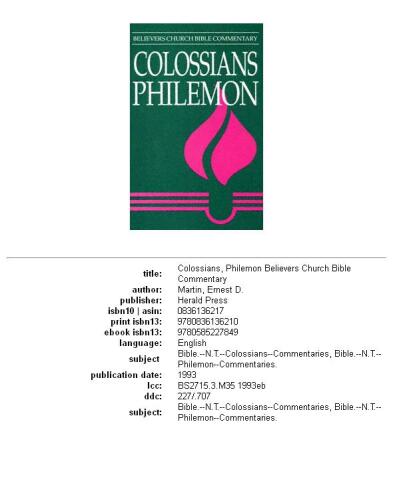 Colossians, Philemon