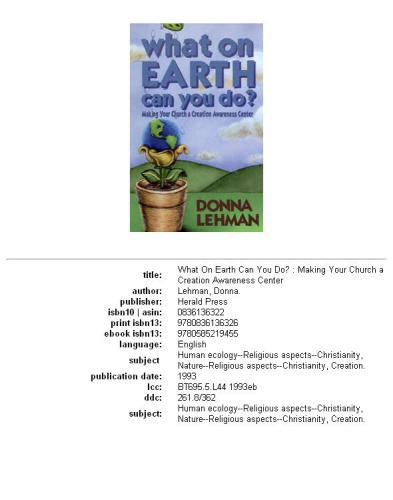 What on Earth Can You Do?: Making Your Church a Creation Awareness Center