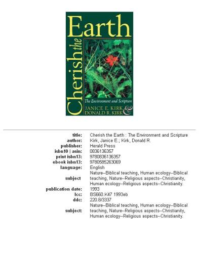 Cherish the earth: the environment and Scripture