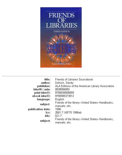 Friends of libraries sourcebook