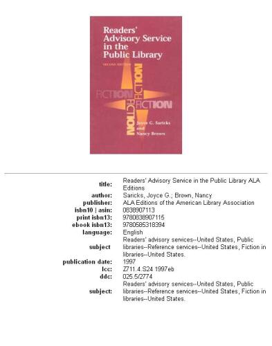 Readers' advisory service in the public library