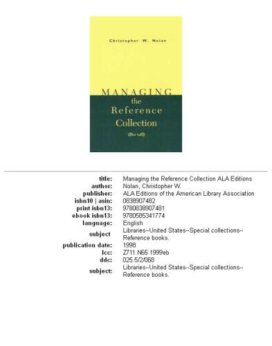 Managing the reference collection