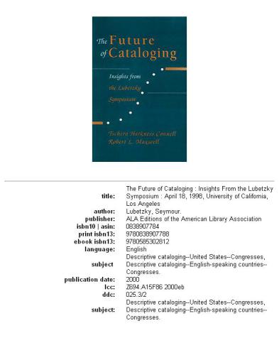 The future of cataloging: insights from the Lubetzky symposium : April 18, 1998, University of California, Los Angeles