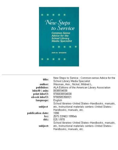 New steps to service: common-sense advice for the school library media specialist
