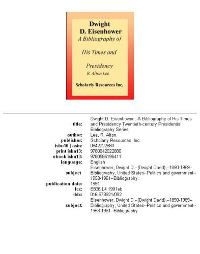 Dwight D. Eisenhower: a bibliography of his times and presidency