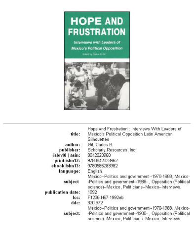 Hope and frustration: interviews with leaders of Mexico's political opposition