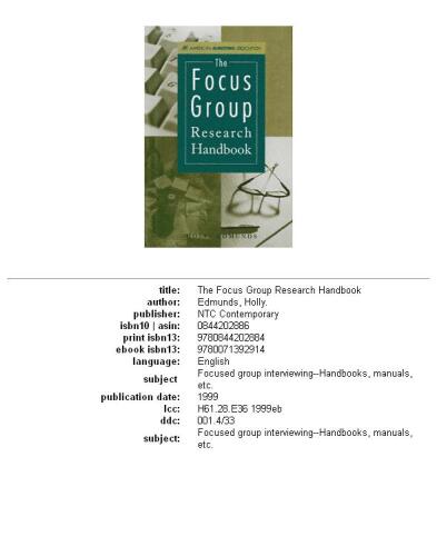 The focus group research handbook
