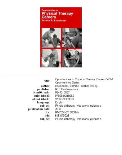 Opportunities in physical therapy careers