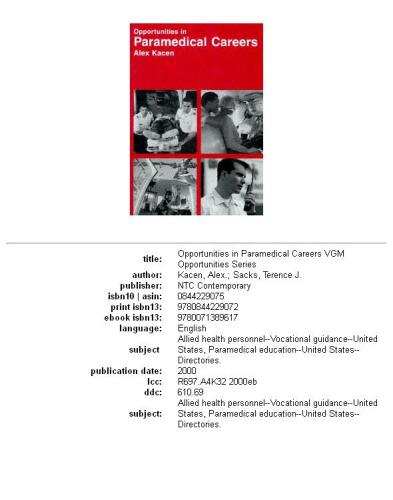 Opportunities in paramedical careers