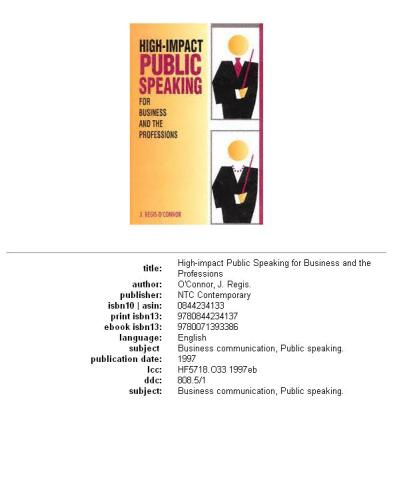 High-impact public speaking for business and the professions