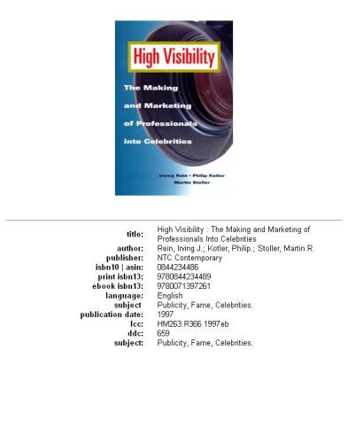 High visibility: the making and marketing of professionals into celebrities