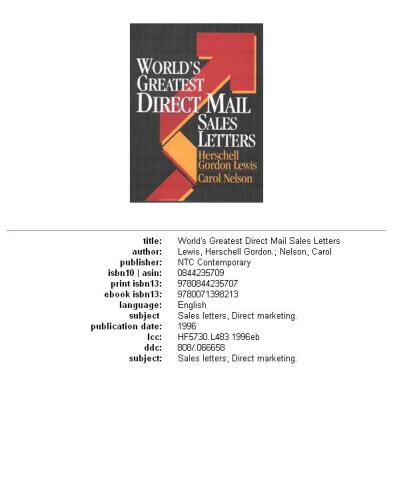 World's greatest direct mail sales letters