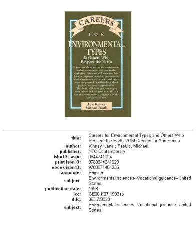 Careers for environmental types and others who respect the earth