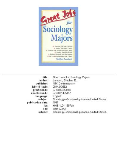Great jobs for sociology majors