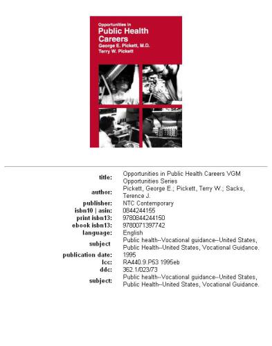 Opportunities in public health careers