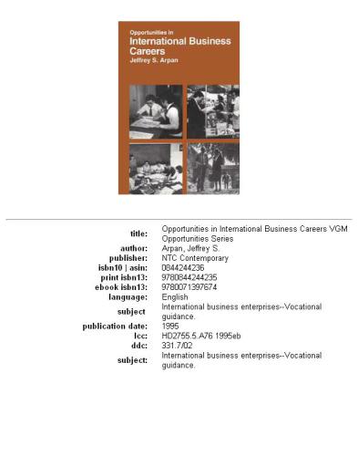 Opportunities in international business careers