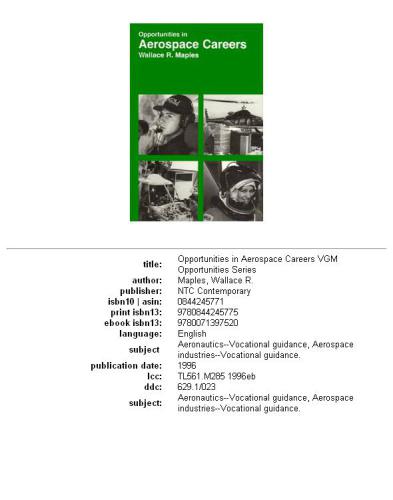 Opportunities in aerospace careers