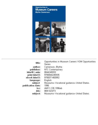 Opportunities in museum careers