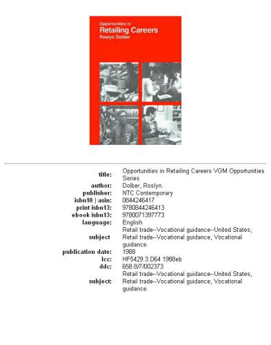 Opportunities in retailing careers