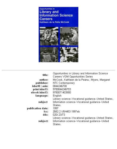 Opportunities in library and information science careers