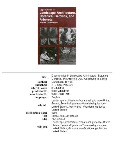 Opportunities in landscape architecture, botanical gardens, and arboreta