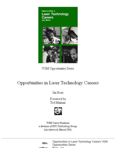 Opportunities in laser technology careers
