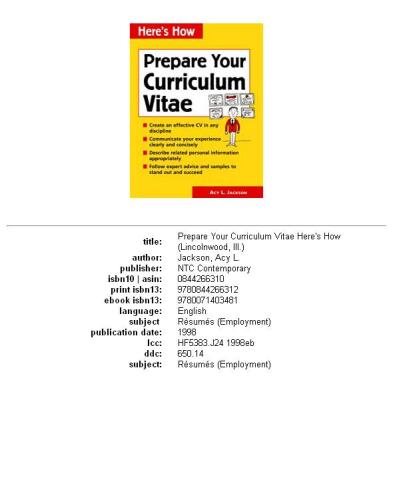 Prepare your curriculum vitae