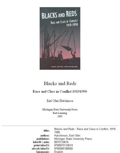 Blacks and reds: race and class in conflict, 1919-1990