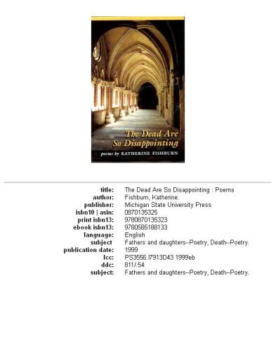 The dead are so disappointing: poems