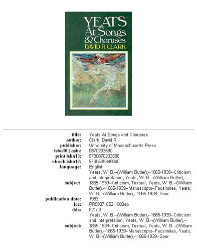 Yeats at songs and choruses