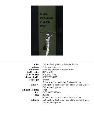 Citizen participation in science policy