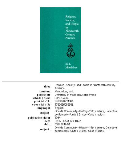 Religion, society, and utopia in nineteenth-century America