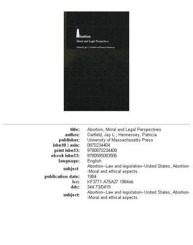 Abortion, moral and legal perspectives