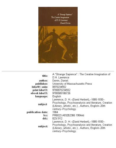 A 'strange sapience': the creative imagination of D.H. Lawrence