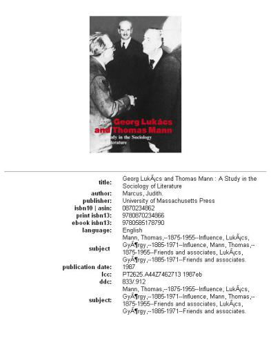 Georg Lukács and Thomas Mann