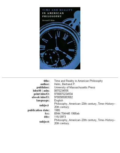 Time and reality in American philosophy