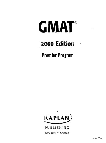 Kaplan GMAT Premier Program, 2009 (Book Only)