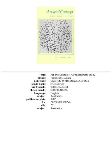 Art and concept: a philosophical study