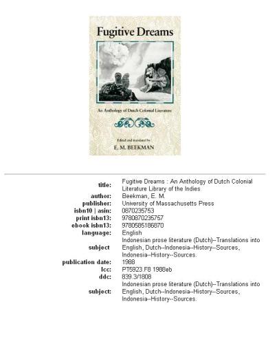 Fugitive dreams: an anthology of Dutch Colonial literature
