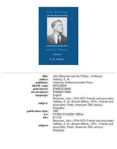 John Berryman and the thirties: a memoir
