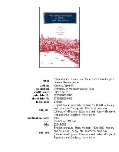 Renaissance historicism: selections from English literary renaissance